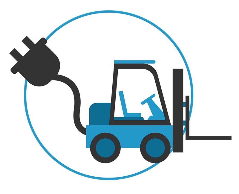 icoon duurzame heftruck op elektrische energie