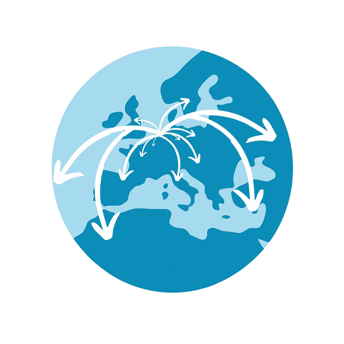 internationalisering wereldbol met pijlen