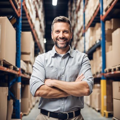 logistieke manager in het magazijn