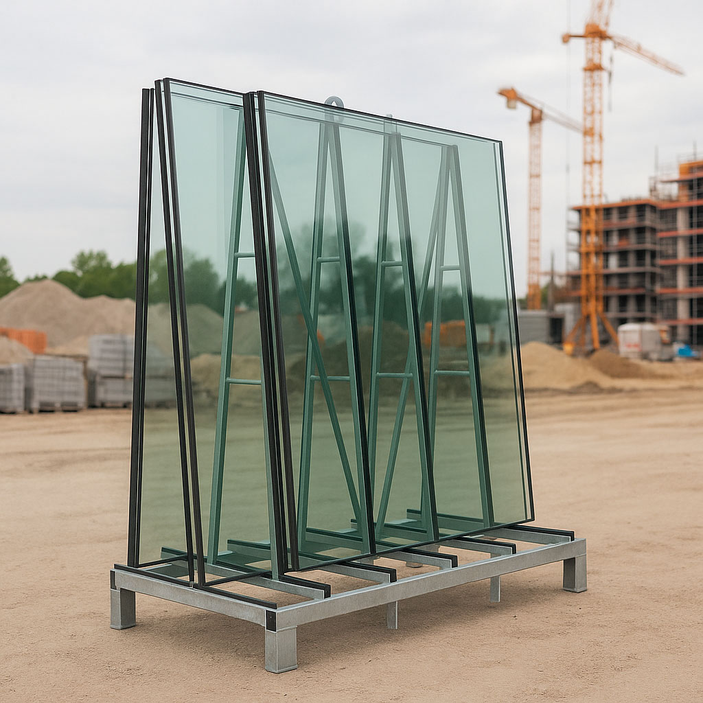 Glasbok op bouwplaats
